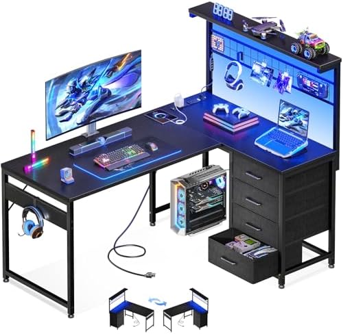 Gaming Desk With Hutch - 43” L Shaped Gaming Desk for