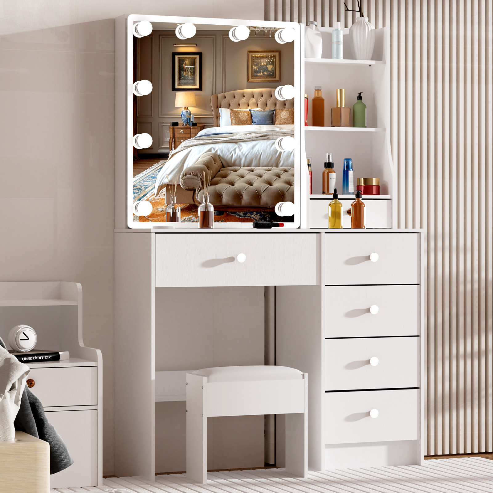 Office Furniture Okc - Modern White Makeup Vanity Desk with