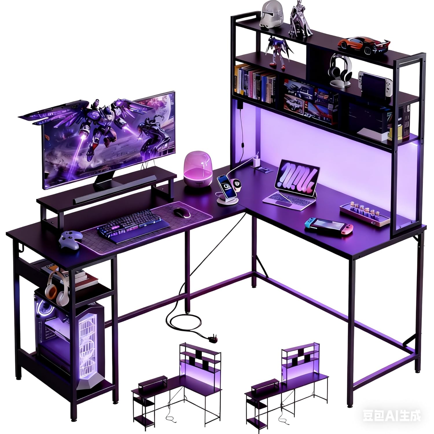 L Shaped Gaming Desk with Hutc - Gaming Desk With Hutch ulasan dan harga