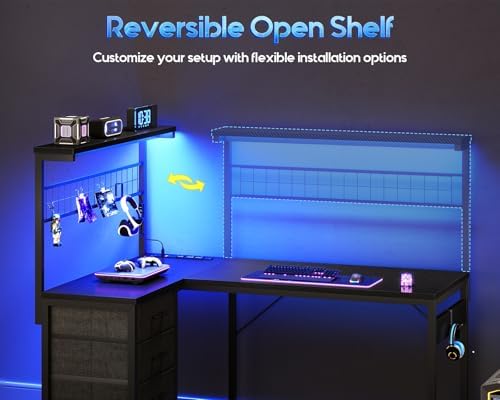 43” L Shaped Gaming Desk for S - Gaming Desk With Hutch ulasan dan harga
