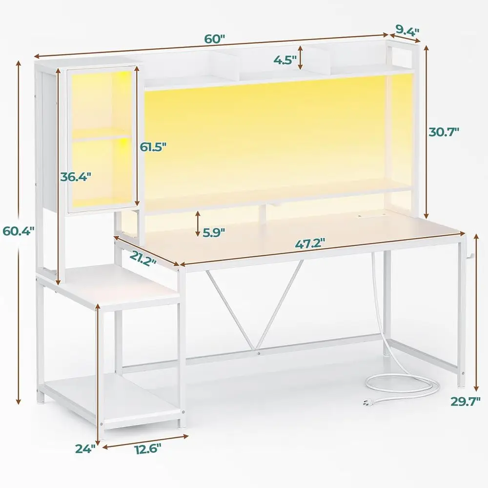 60 LED-lit Gaming Desk with Hu - Gaming Desk With Hutch ulasan dan harga