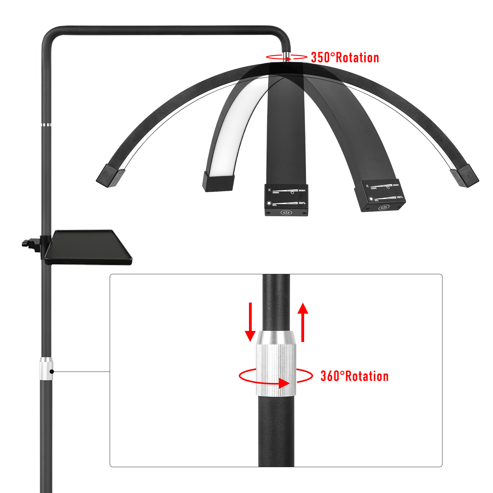 FOSOTO 40W Dimmable Bi-color T - Floor Lamp Arched ulasan dan harga