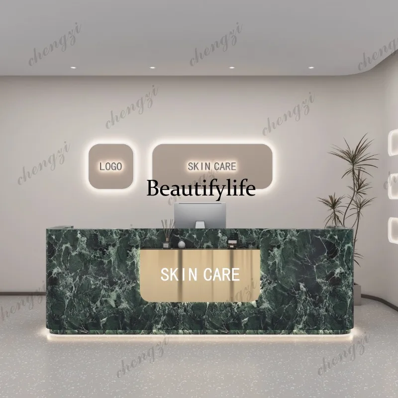 01A Logo Beauty Reception Desk - Office Furniture Logo ulasan dan harga
