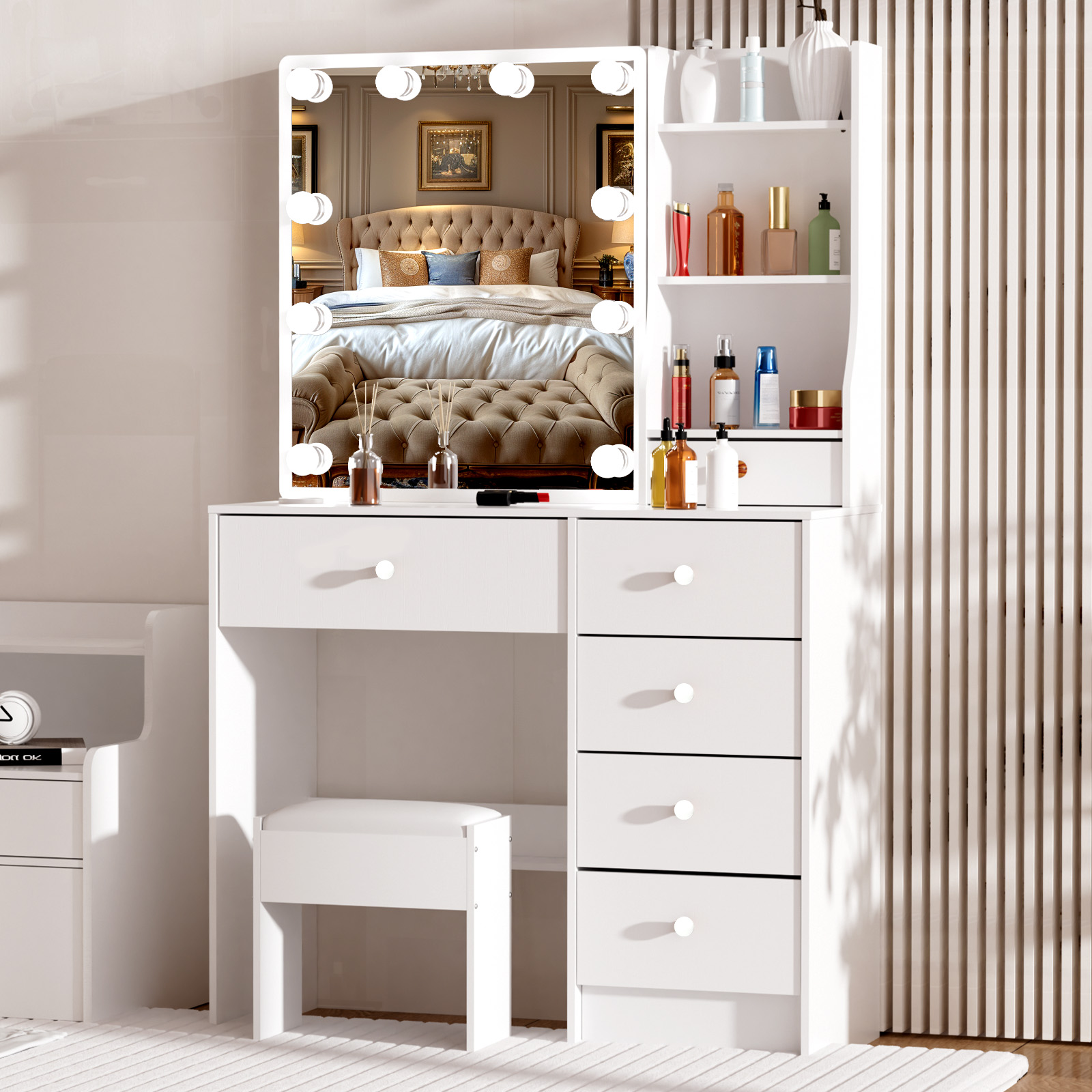 Modern White Makeup Vanity Des - Office Furniture Okc ulasan dan harga