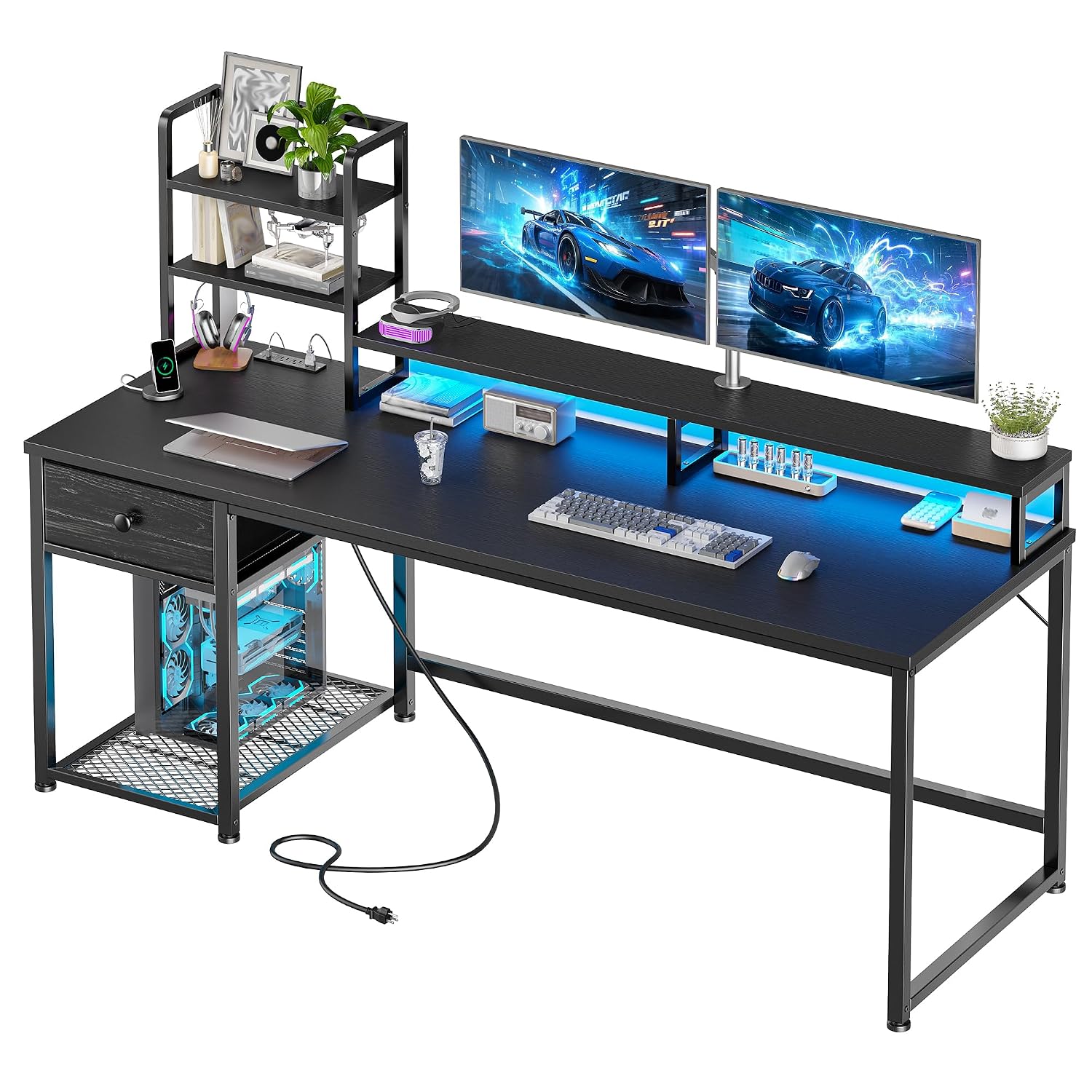 Gaming Desk with Hutch & Drawe - Gaming Desk With Hutch ulasan dan harga