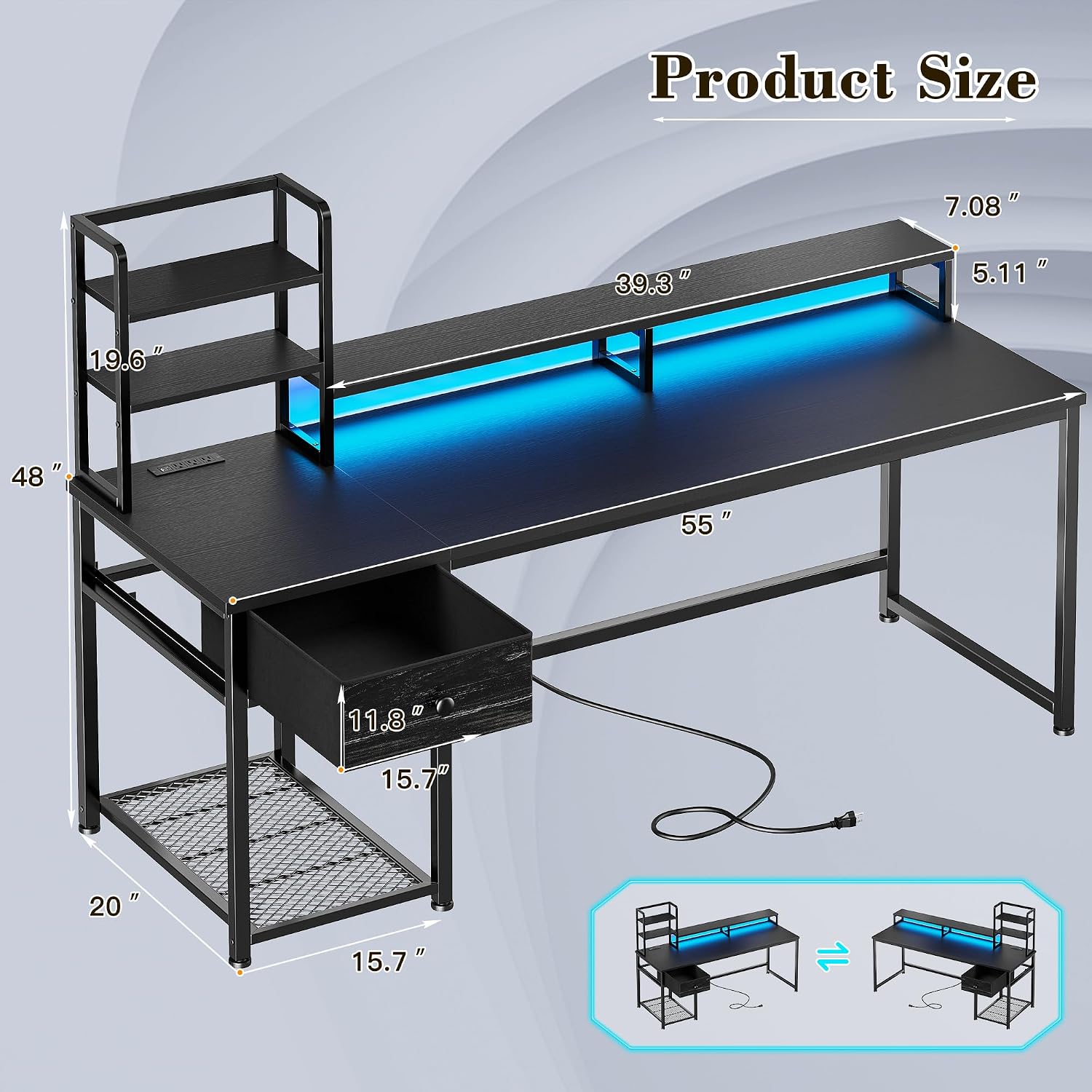 Gaming Desk with Hutch & Drawe - Gaming Desk With Hutch ulasan dan harga