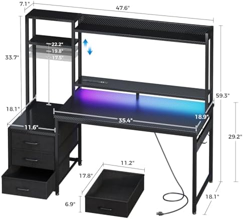 48 Inch Gaming Desk with Hutch - Gaming Desk With Hutch ulasan dan harga